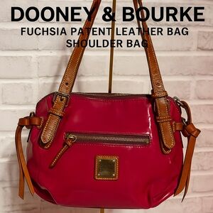 Dooney & Bourke Fuchsia Patent Leather Shoulder Bag with Leather Trim Rare